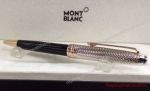 Fake MontBlanc Meisterstuck Ballpoint Pen Black Resin Barrel Rose Gold Clip